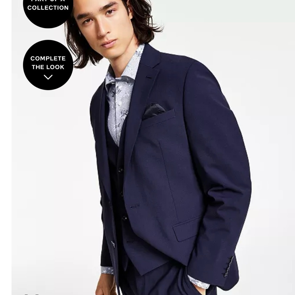 Men's Bar III two piece Navy slim fit suit